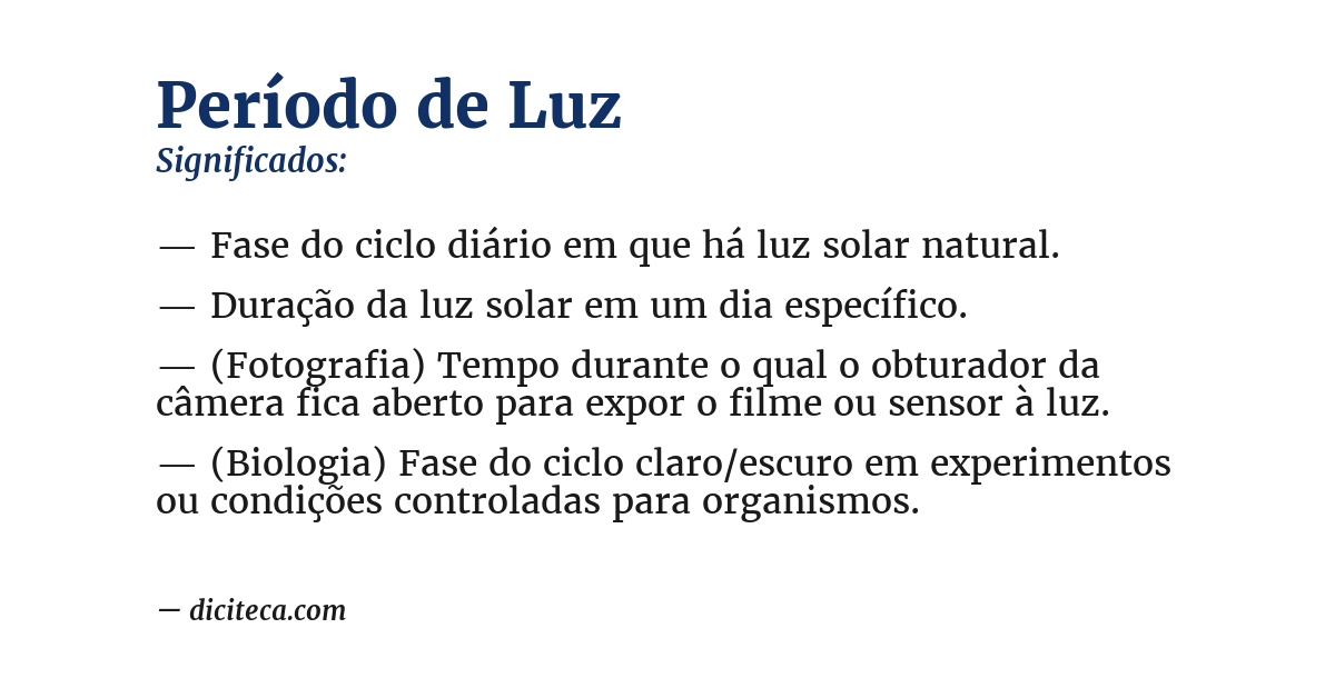 Significado de período de luz