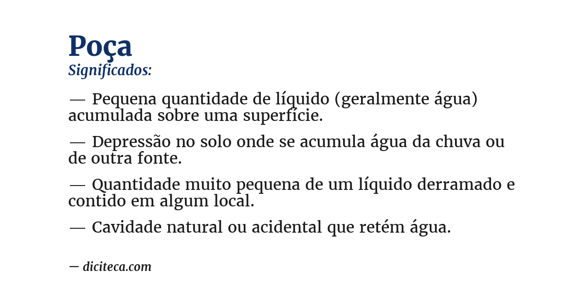 Significado de poça