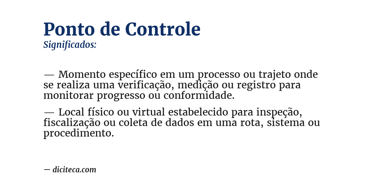 Significado de ponto de controle