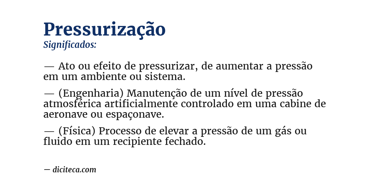 Significado de pressurização