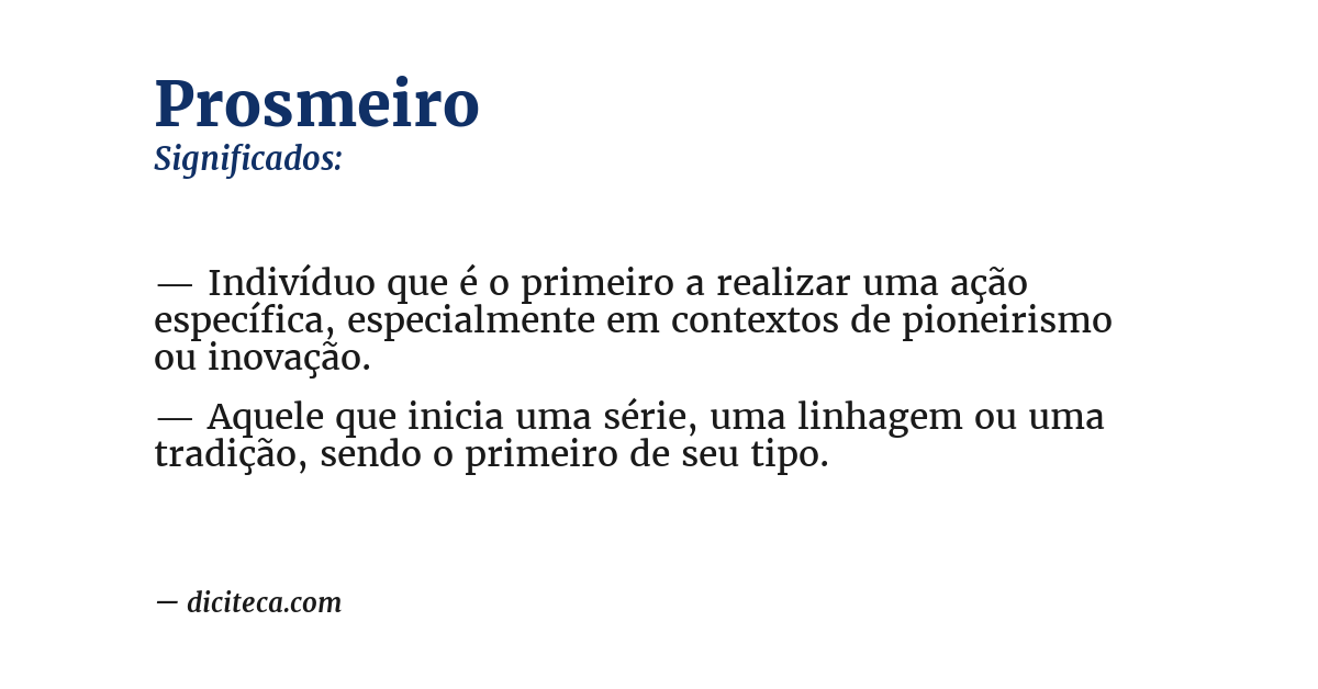 Significado de prosmeiro