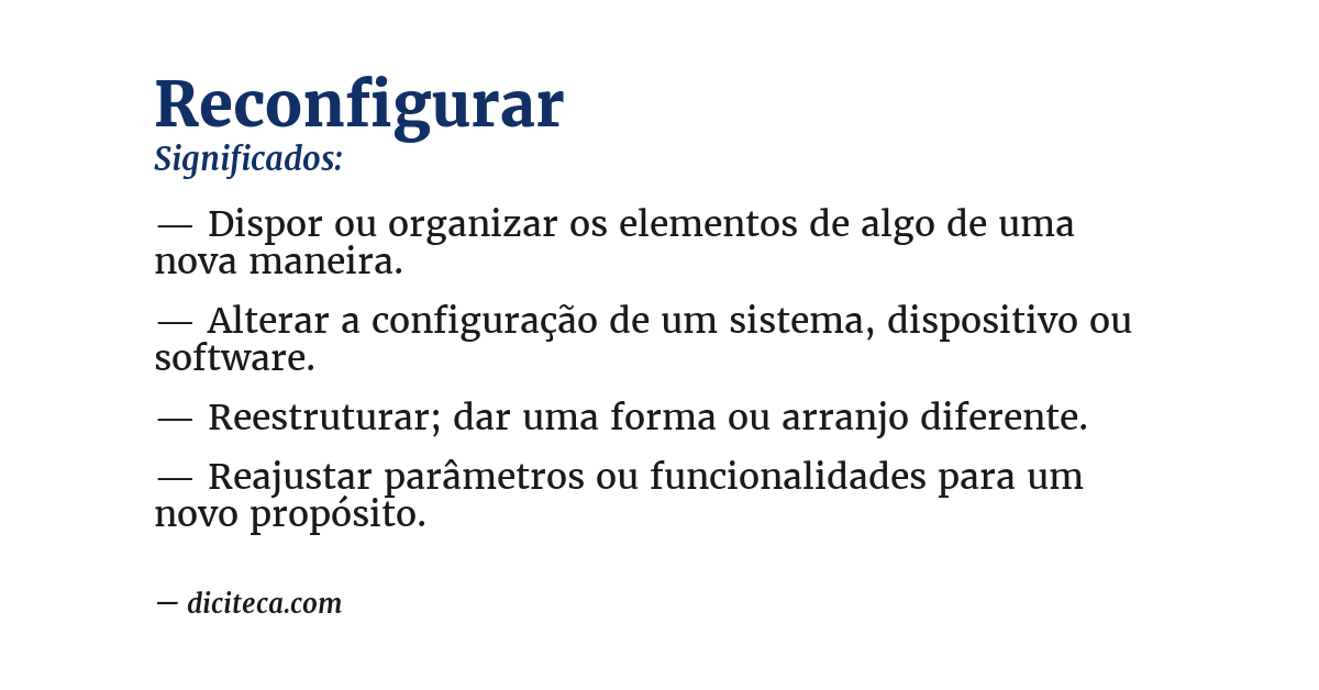 Significado de reconfigurar