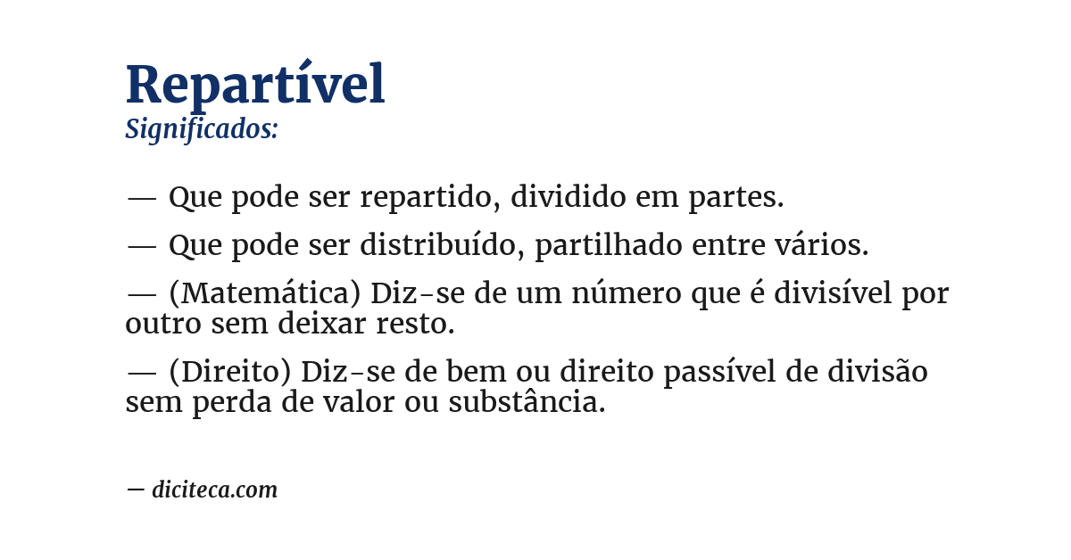 Significado de repartível