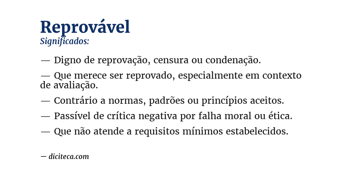 Significado de reprovável