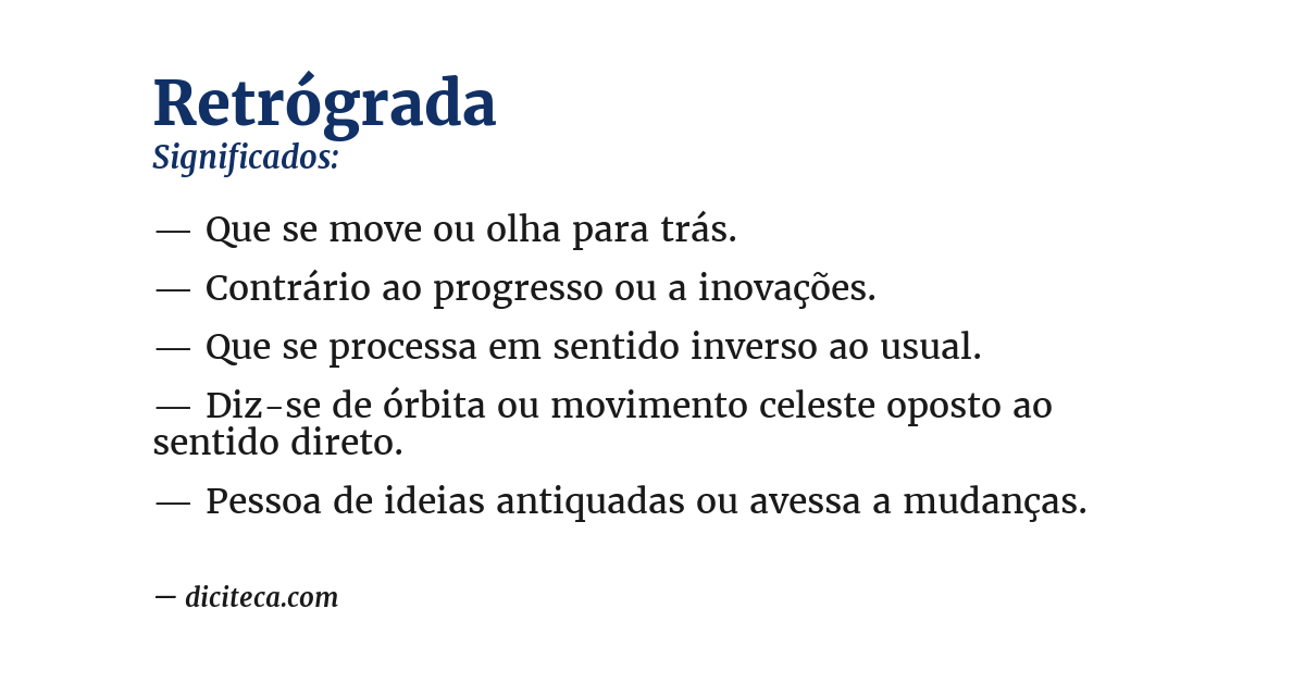 Significado de retrógrada