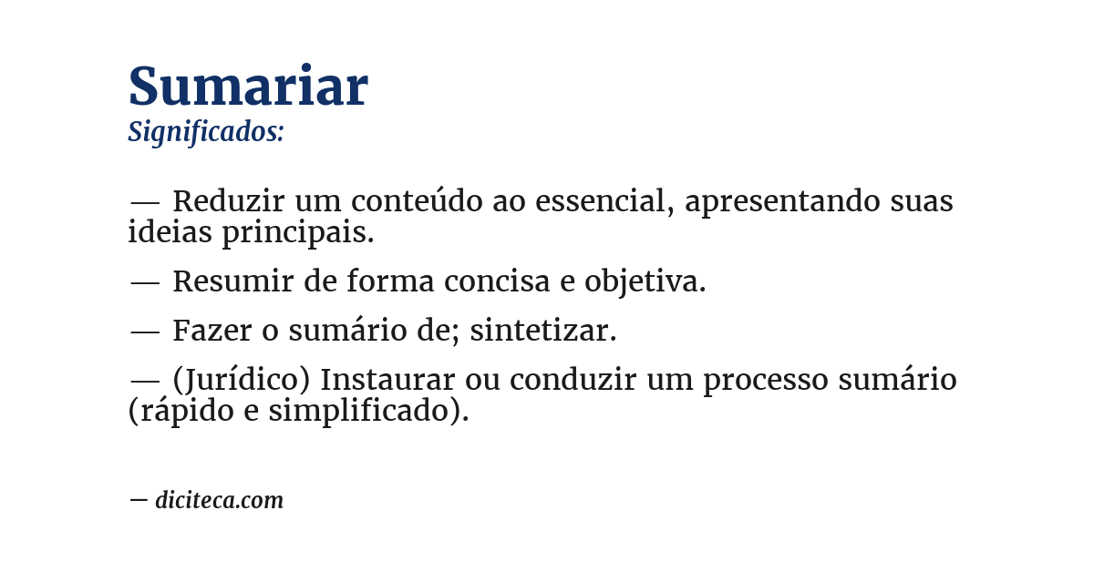 Significado de sumariar