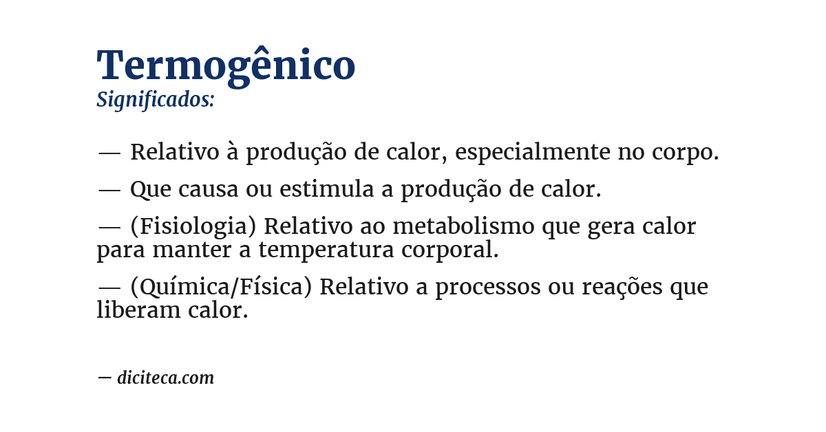 Significado de termogênico