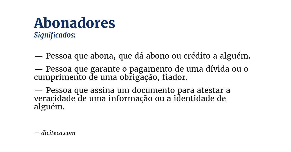 Significado de abonadores