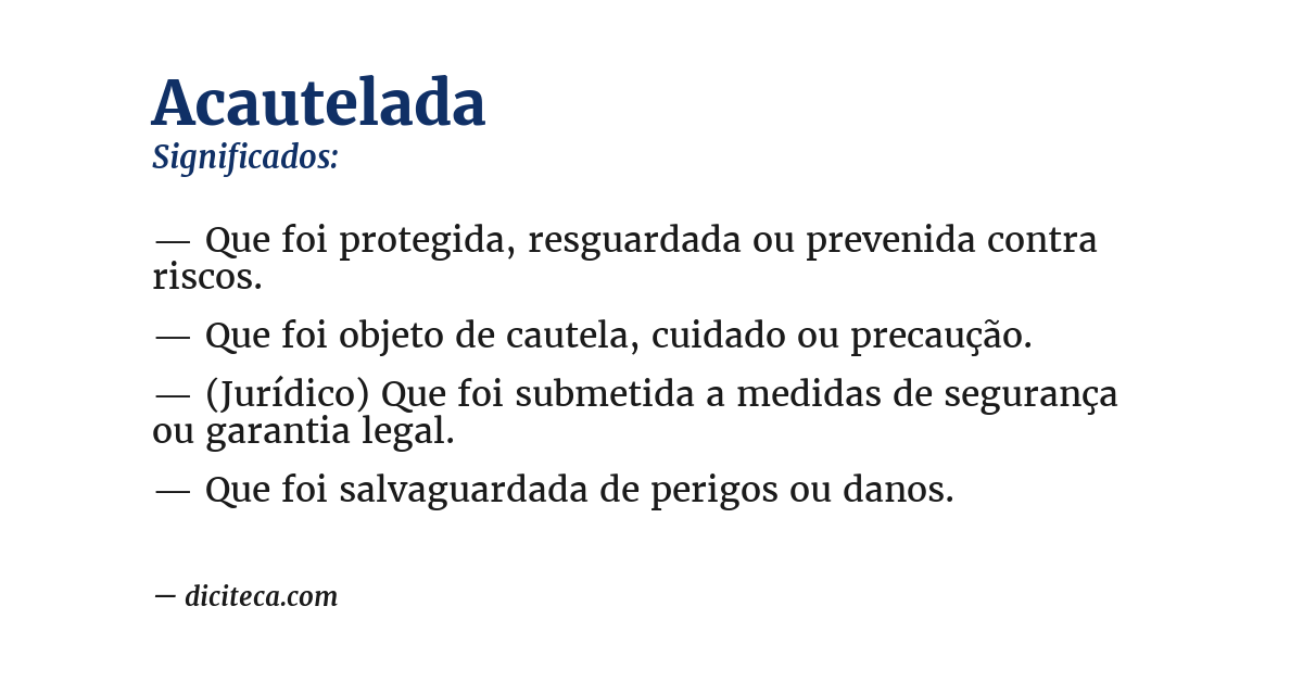 Significado de acautelada
