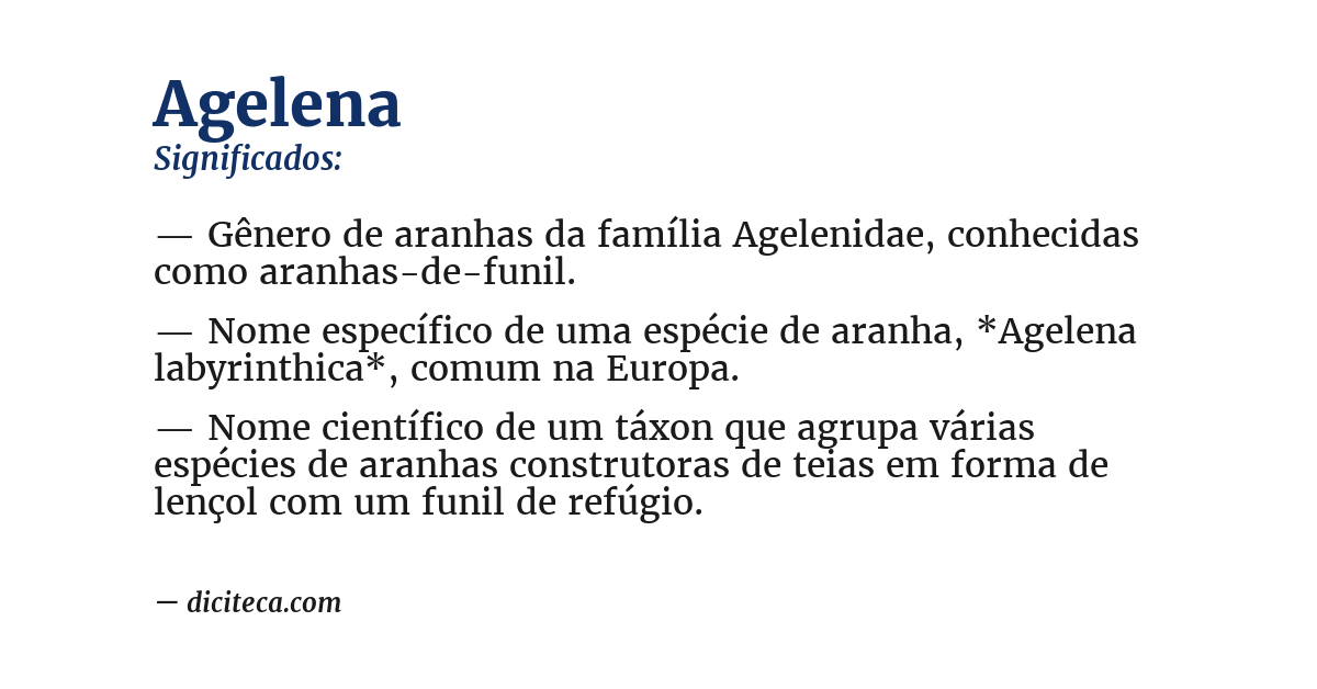 Significado de agelena