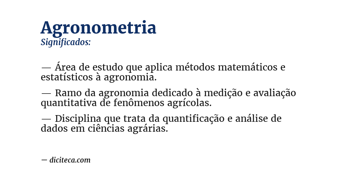 Significado de agronometria