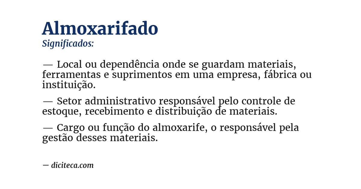 Significado de almoxarifado