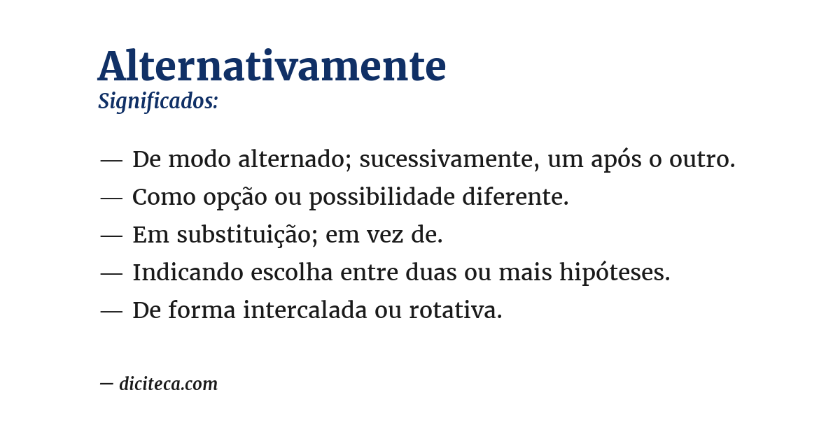Significado de alternativamente