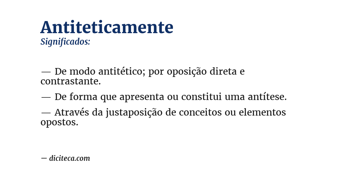 Significado de antiteticamente