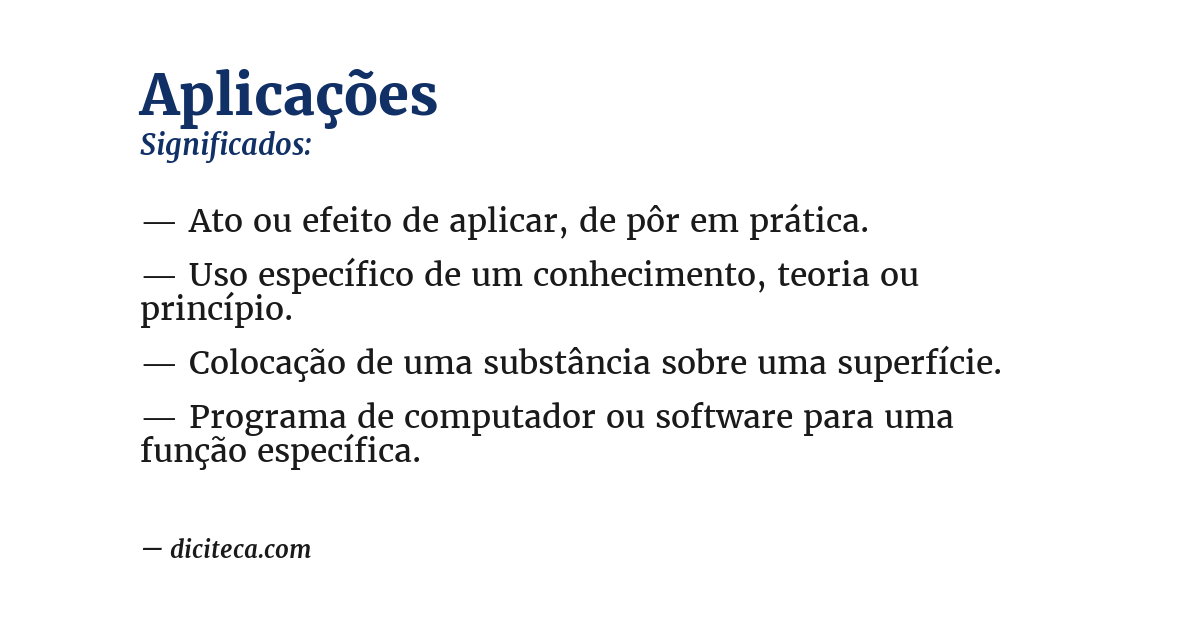 Significado de aplicações