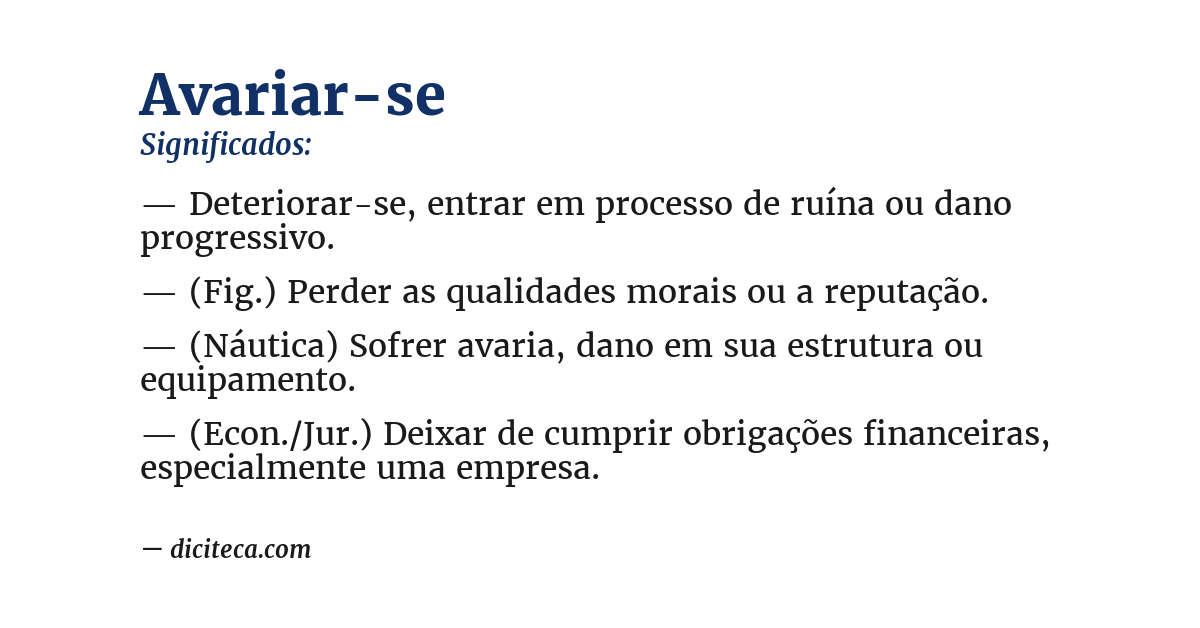 Significado de avariar-se