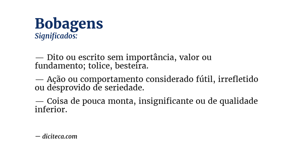 Significado de bobagens