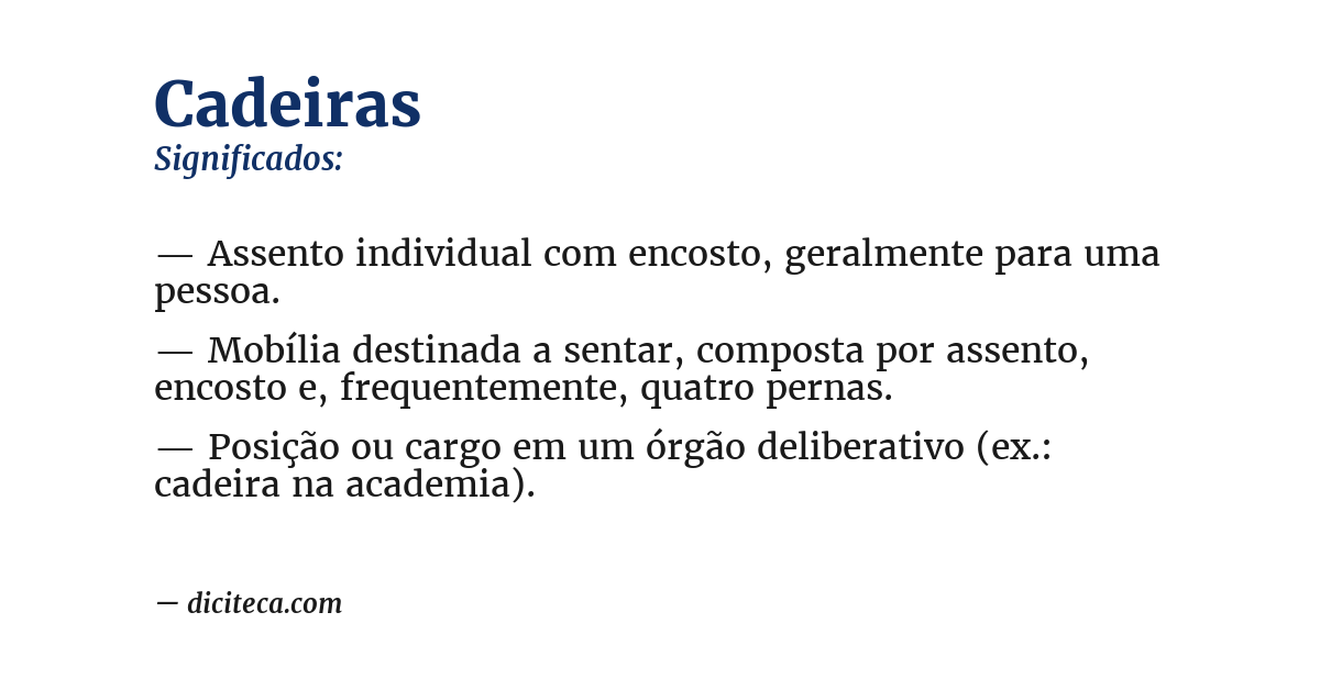 Significado de cadeiras