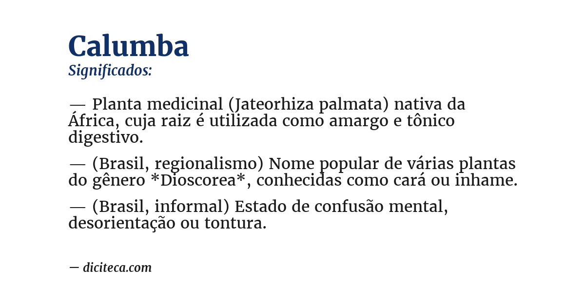 Significado de calumba