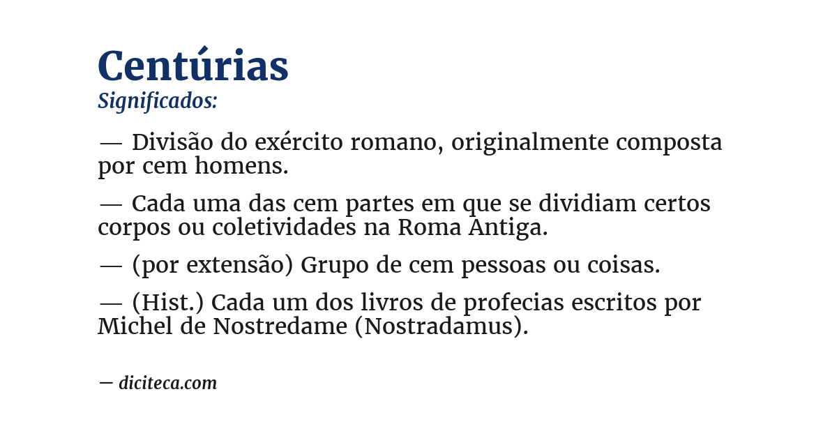 Significado de centúrias