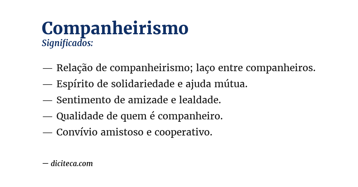 Significado de companheirismo