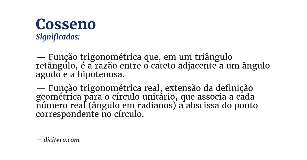 Significado de cosseno