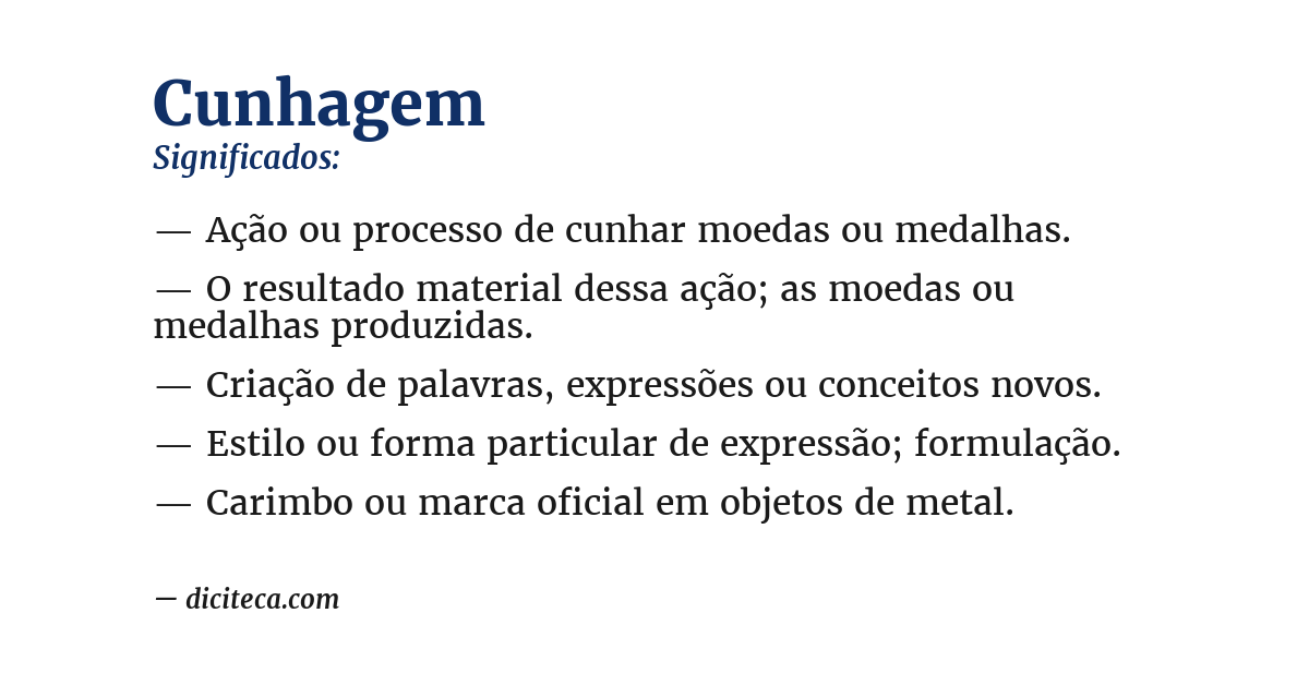 Significado de cunhagem