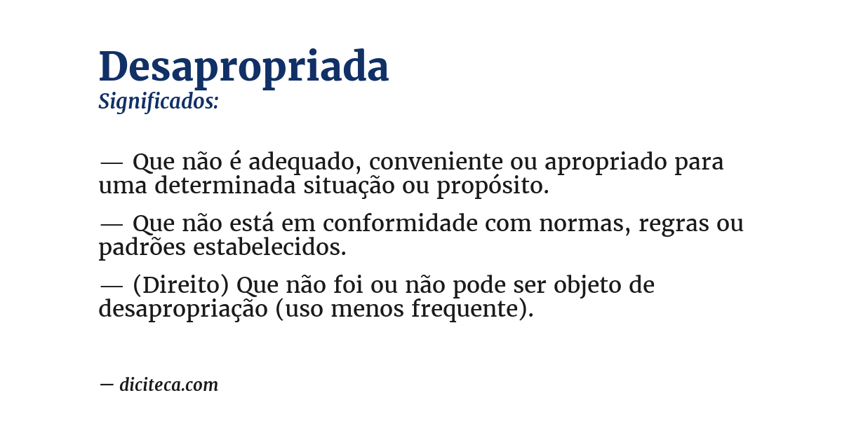 Significado de desapropriada