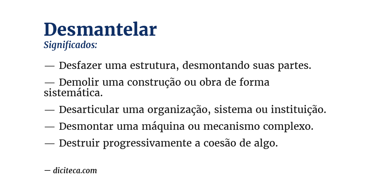 Significado de desmantelar