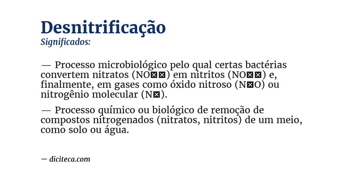 Significado de desnitrificação