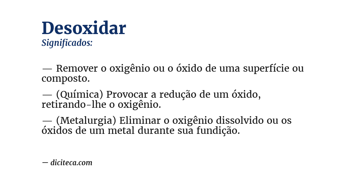 Significado de desoxidar