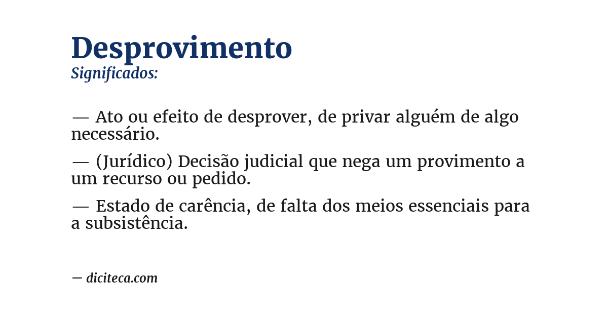 Significado de desprovimento