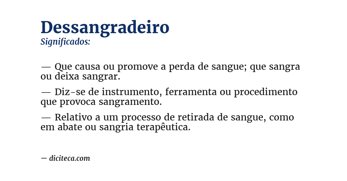 Significado de dessangradeiro
