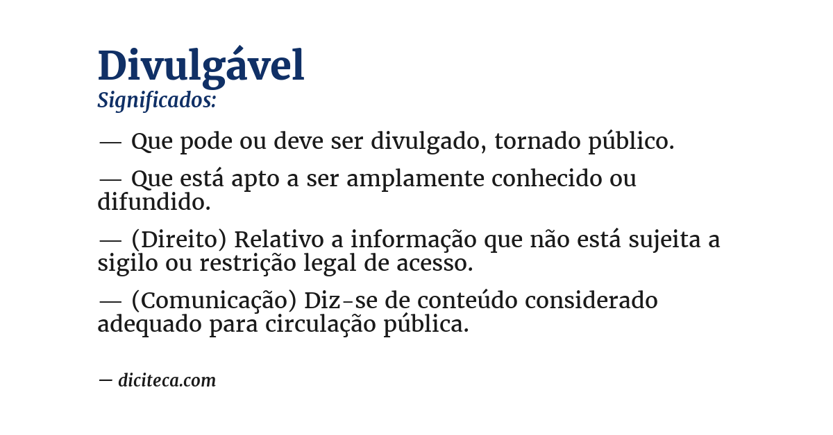Significado de divulgável