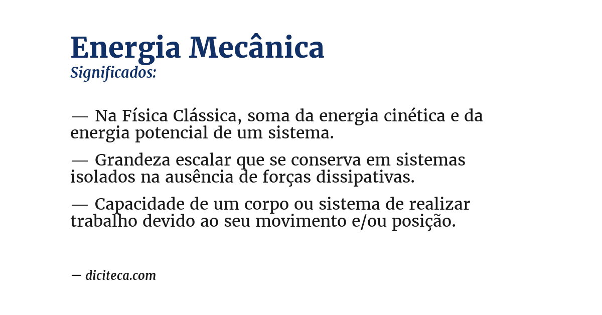 Significado de energia mecânica
