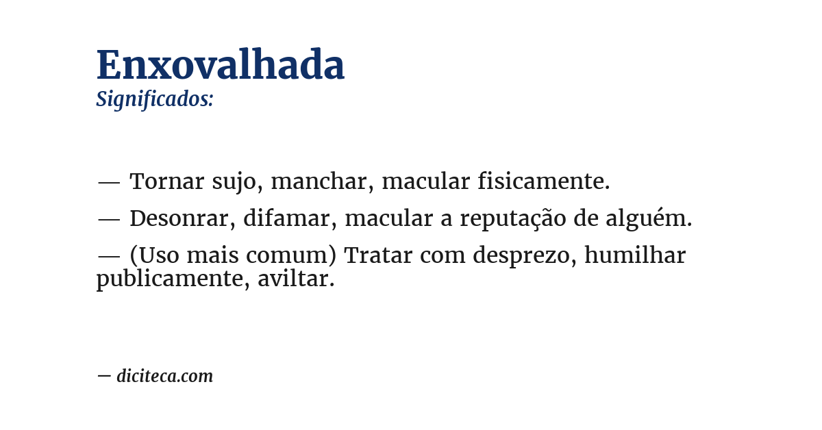 Significado de enxovalhada