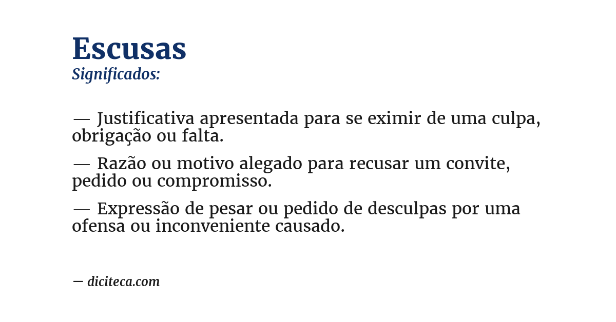 Significado de escusas