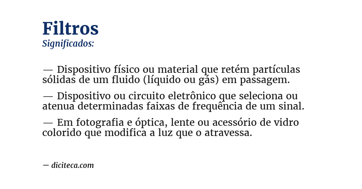 Significado de filtros