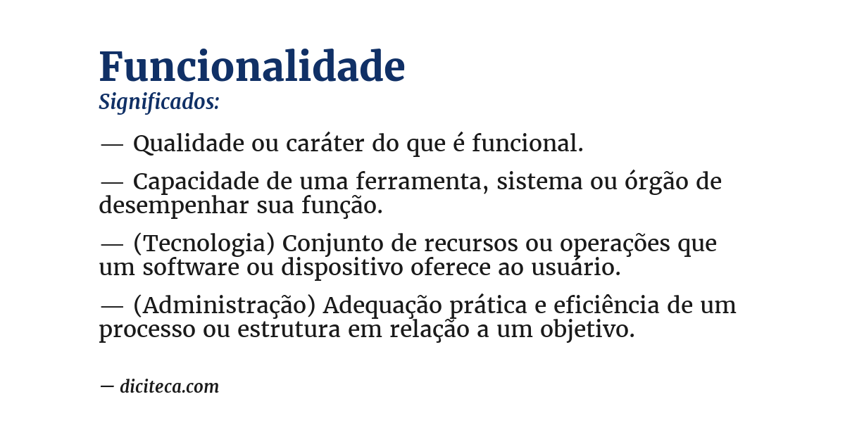 Significado de funcionalidade