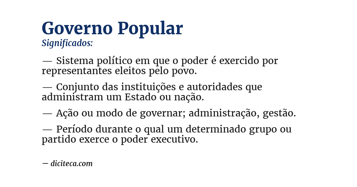 Significado de governo popular