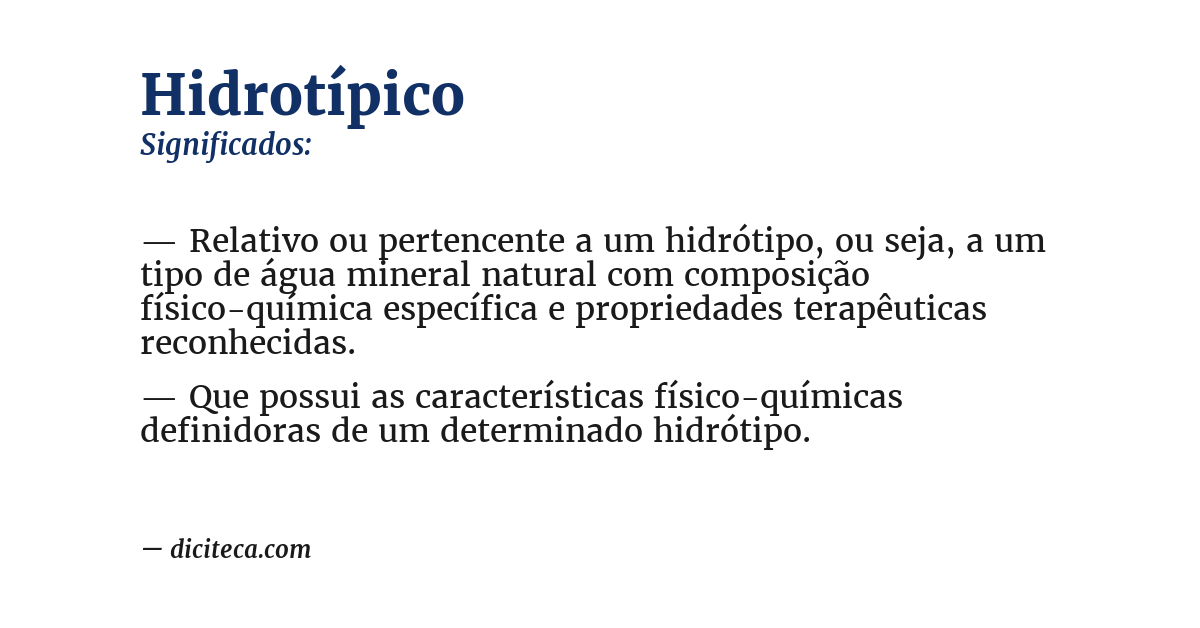 Significado de hidrotípico
