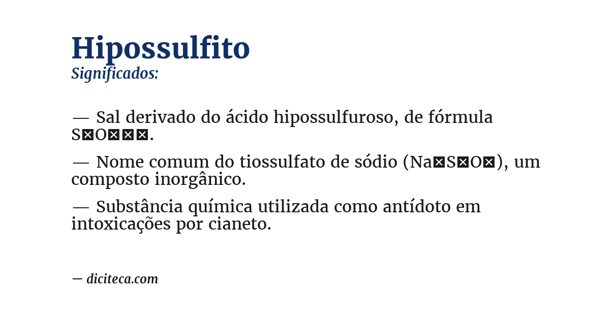 Significado de hipossulfito