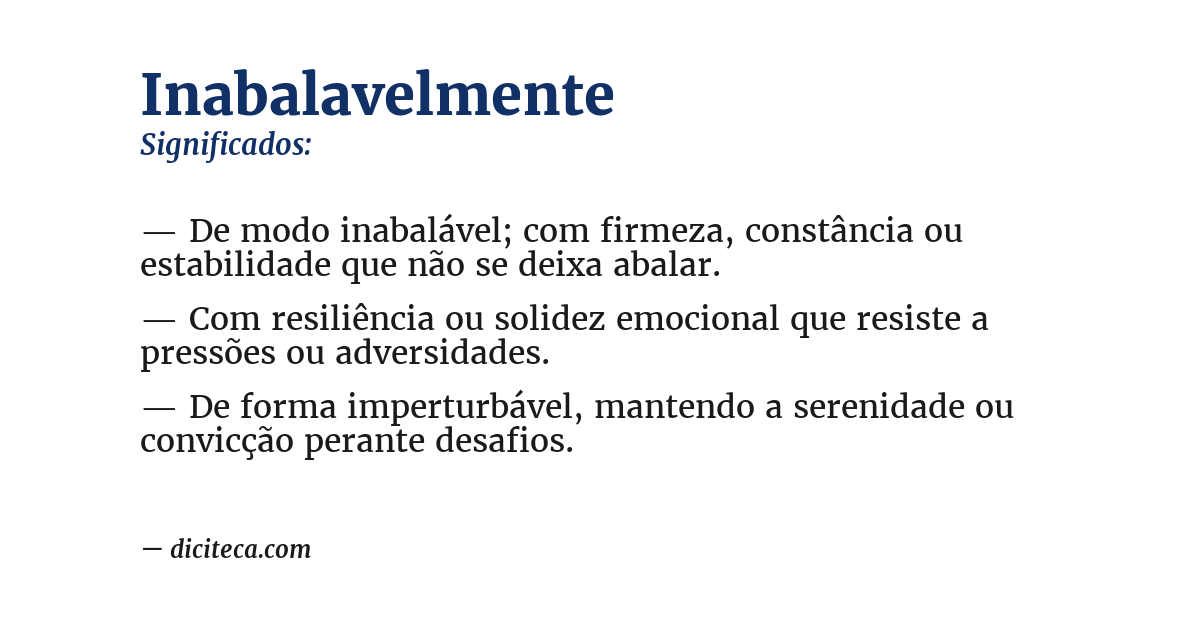 Significado de inabalavelmente