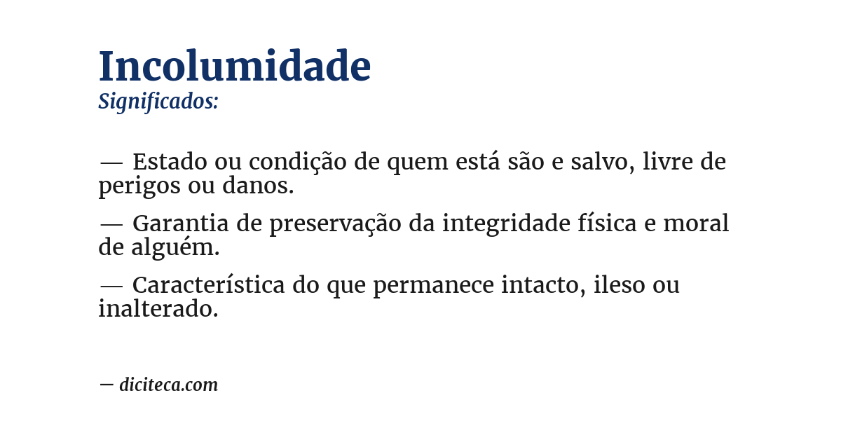 Significado de incolumidade