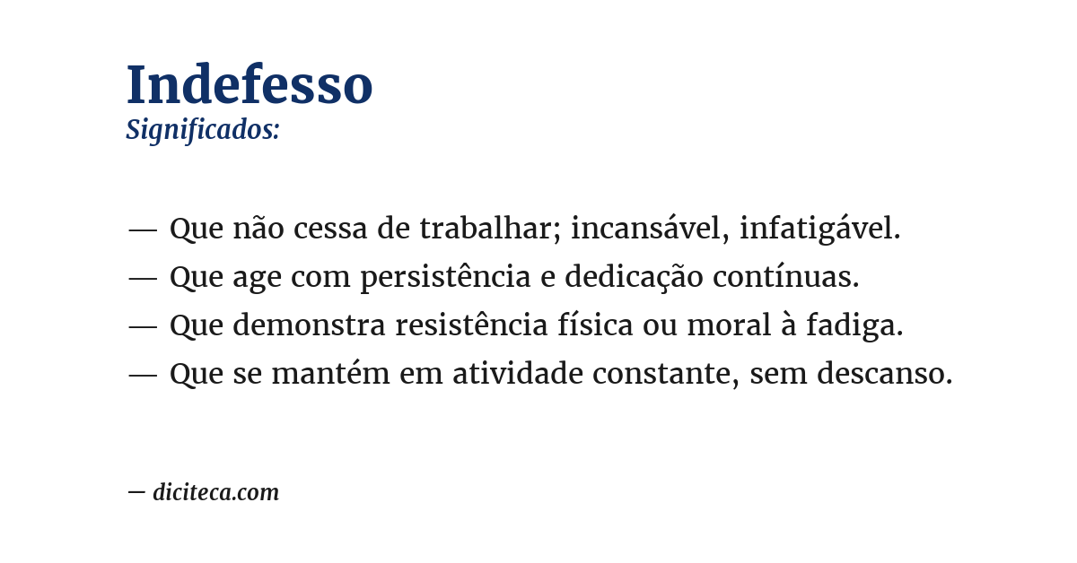 Significado de indefesso