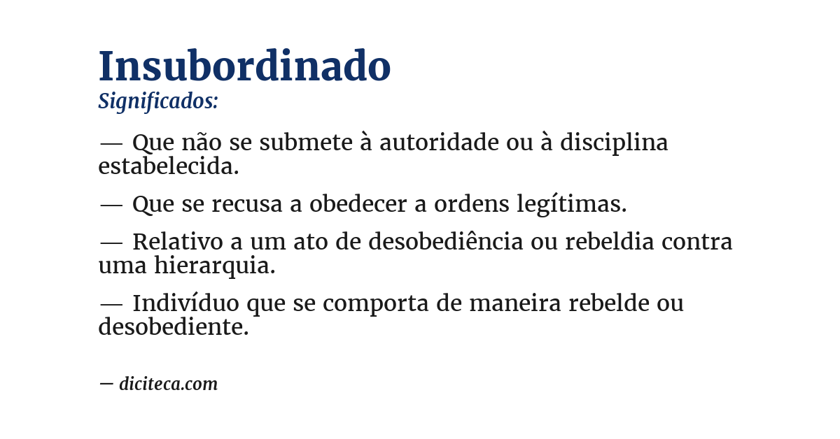 Significado de insubordinado