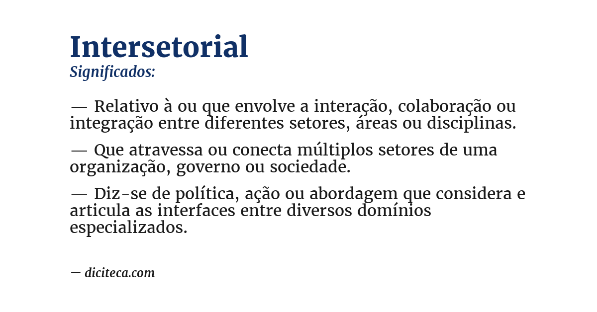 Significado de intersetorial