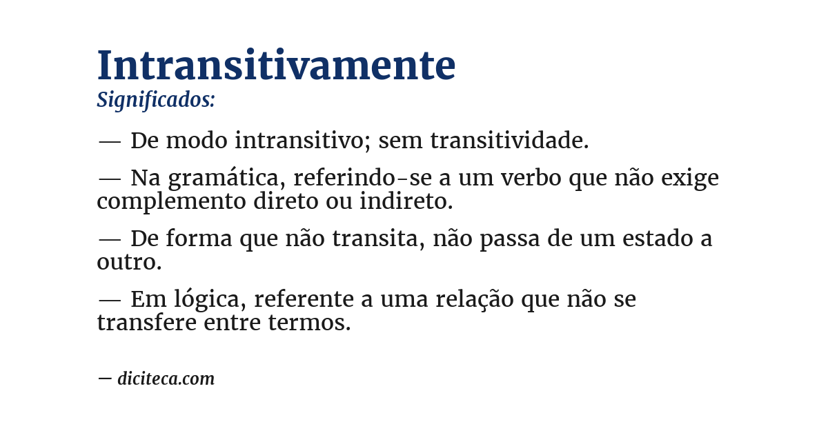 Significado de intransitivamente