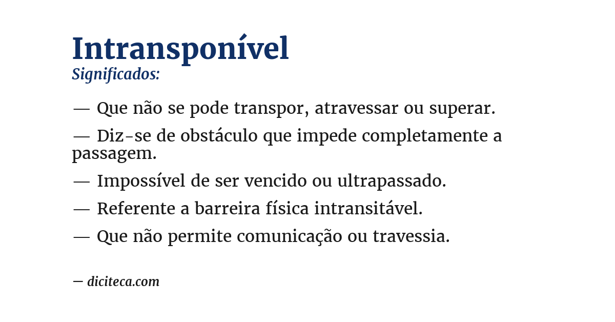 Significado de intransponível