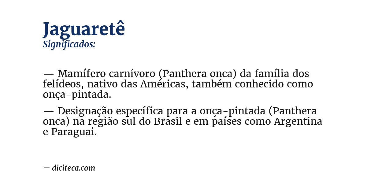 Significado de jaguaretê